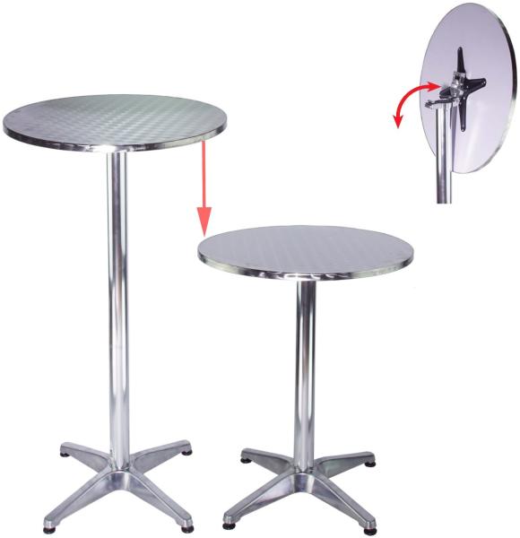 Stehtisch 2in1 Alu Bistrotisch Bartisch höhenverstellbar 70/115cm Ø60cm