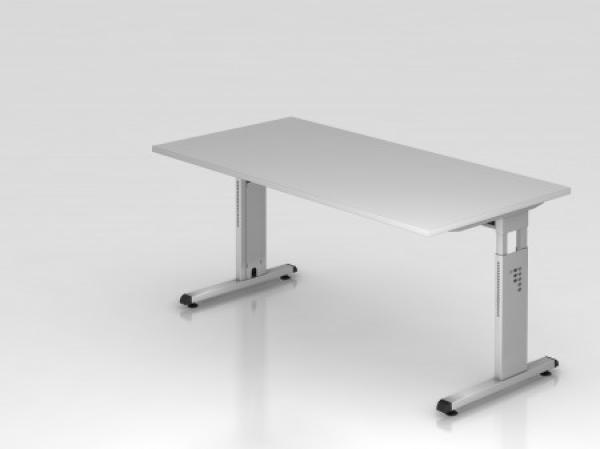 Schreibtisch OS16 C-Fuß 160x80cm Grau Gestellfarbe: Silber