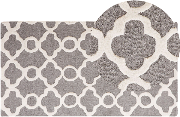 Teppich grau 80 x 150 cm marokkanisches Muster Kurzflor ZILE