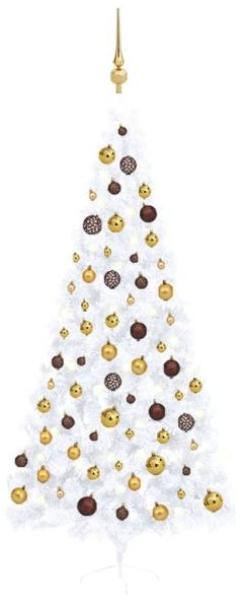 vidaXL Künstlicher Halber Weihnachtsbaum mit LEDs & Kugeln Weiß 240cm