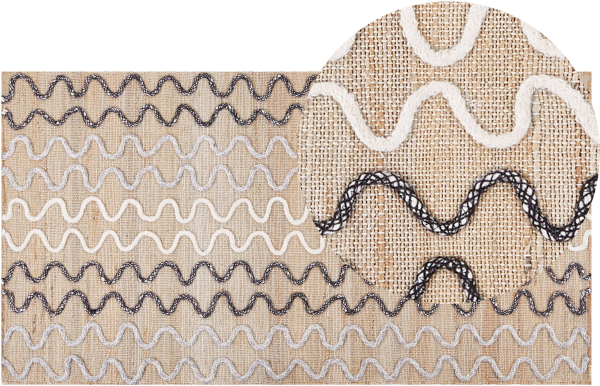 Teppich Jute beige 80 x 150 cm geometrisches Muster Kurzflor SOGUT