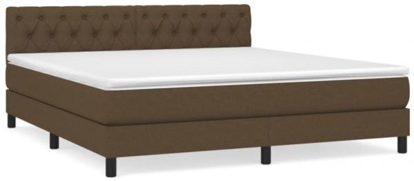 vidaXL Boxspringbett mit Matratze Dunkelbraun 160x200 cm Stoff