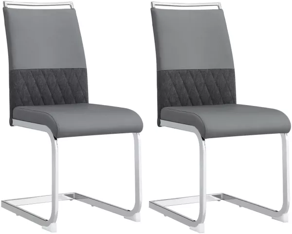 Merax Moderne Esszimmerstühle 2er Set, hoher Rücken gepolstert Side Chair, für Esszimmer, Küche, Gast Bürostuhl, grau