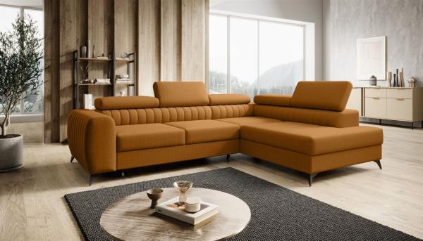 Ecksofa Schlafsofa Sofa FARGO in Stoff Vogue Amber Ottomane Rechts