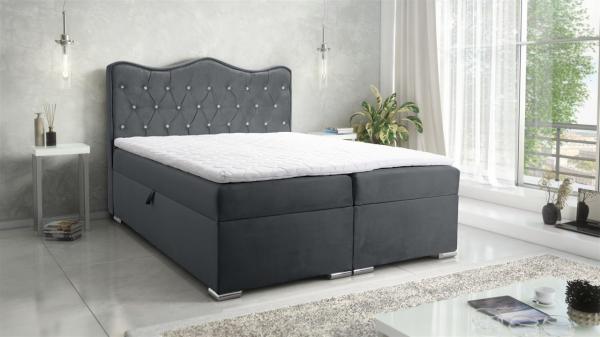 Boxspringbett Schlafzimmerbett SULTAN New in Stoff Velvet X Graphitgrau 120x200cm