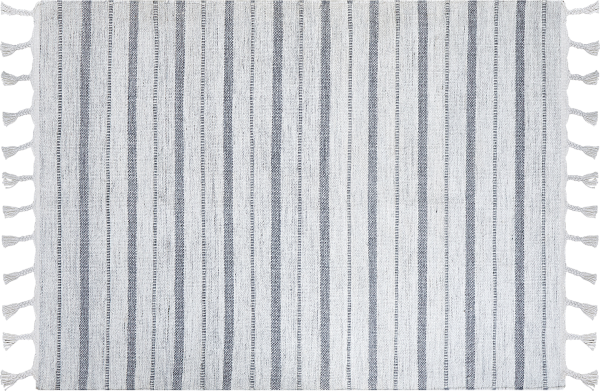 Outdoor Teppich cremeweiß grau 140 x 200 cm Streifenmuster Kurzflor BADEMLI