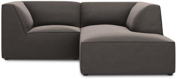 Micadoni 3-Sitzer Samtstoff Modular Ecke rechts Sofa Ruby | Bezug Dark Grey | Beinfarbe Black Plastic