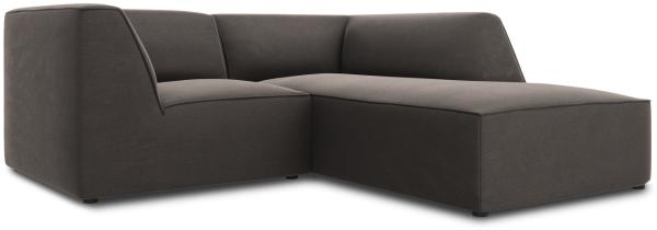 Micadoni 3-Sitzer Samtstoff Modular Ecke rechts Sofa Ruby | Bezug Dark Grey | Beinfarbe Black Plastic Bild 2