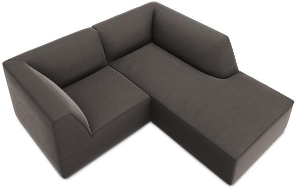 Micadoni 3-Sitzer Samtstoff Modular Ecke rechts Sofa Ruby | Bezug Dark Grey | Beinfarbe Black Plastic Bild 3