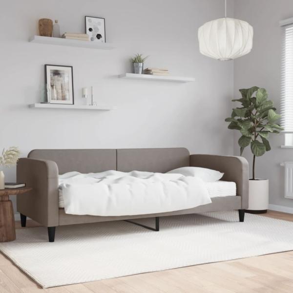 vidaXL Tagesbett mit Matratze Taupe 90x200 cm Stoff