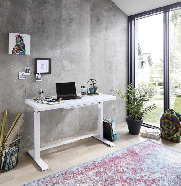 Schreibtisch >Livadia< in Weiß aus Stahl,Glas - 120x72x60cm (BxHxT)