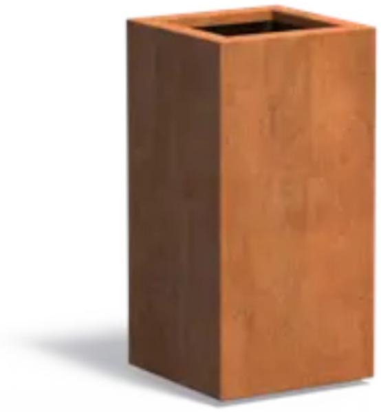 Adezz Pflanzgefäß Carrez Standard Quadrat aus Corten-Stahl Pflanzkübel Größe 40x40x80 cm