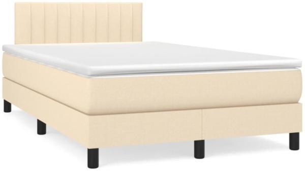 Boxspringbett mit Matratze & LED Creme 120x190 cm Stoff (Farbe: Creme)