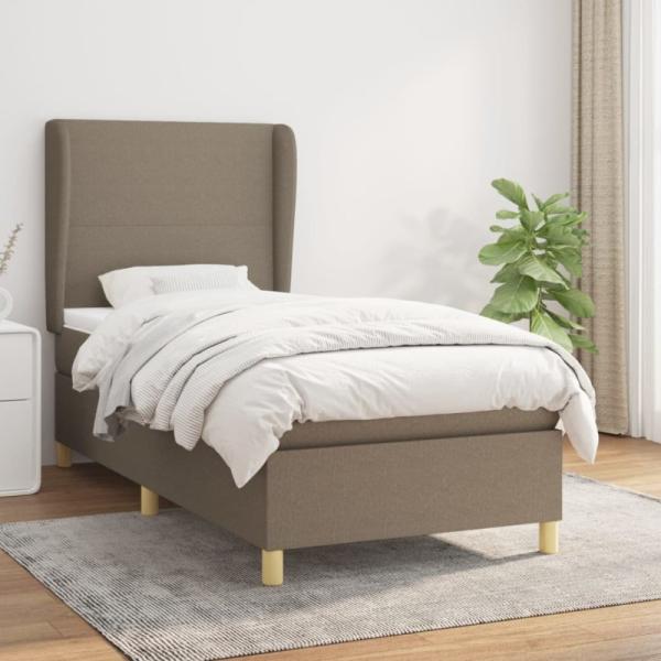 Boxspringbett mit Matratze Taupe 100x200 cm Stoff (Farbe: Taupe)