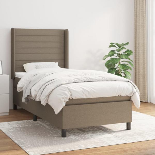 Boxspringbett mit Matratze Taupe 90x190 cm Stoff (Farbe: Taupe)