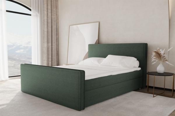 Boxspringbett Schlafzimmerbett CELES 140x200cm Stoff Poso Grün