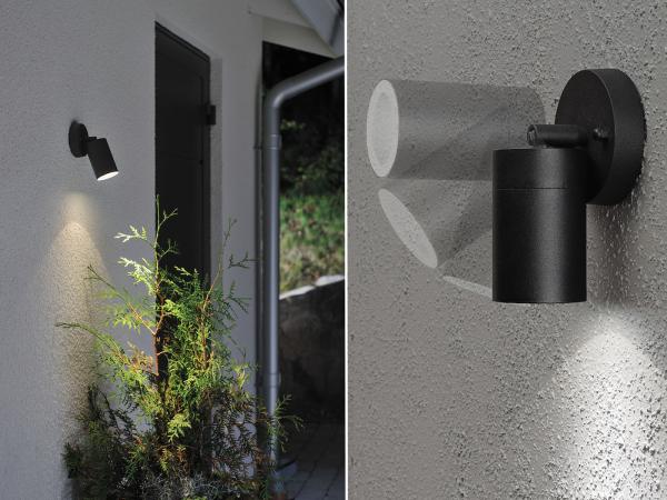 2er-Set Aluminium Wandspot MODENA schwarz, GU10, Höhe 15 cm, IP44