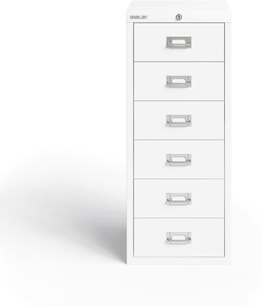 Bisley MultiDrawer™, 29er Serie, abschließbar, DIN A4, 6 Schubladen, Farbe verkehrsweiß