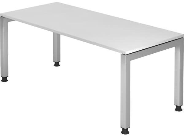 Schreibtisch JS19 U-Fuß eckig 180x80cm Weiß Gestellfarbe: Silber