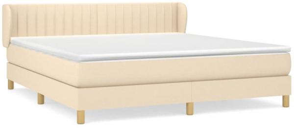 Doppelbett, Polsterbett mit Matratze Stoff Creme 180 x 200 cm