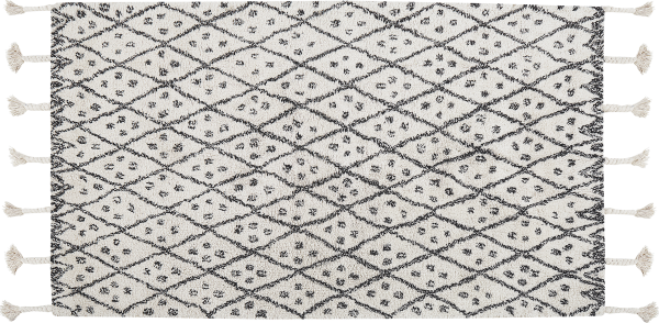 Teppich Baumwolle weiß schwarz 80 x 150 cm cm Kurzflor AGADIR
