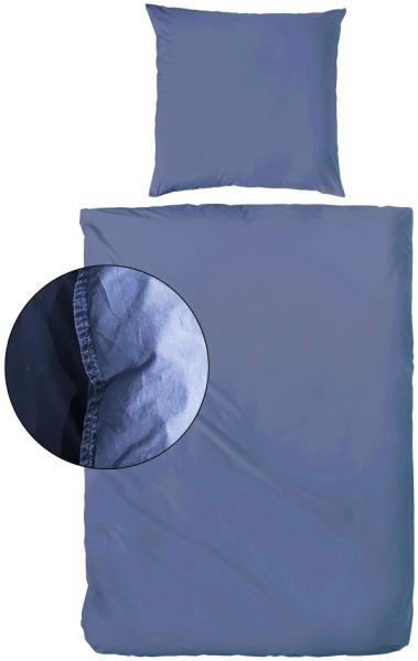 Traumhaft gut schlafen Stone-Washed-Bettwäsche aus 100% Baumwolle, in versch. Farben und Größen : Jeans : 80 x 80 cm, 155 x 220 cm