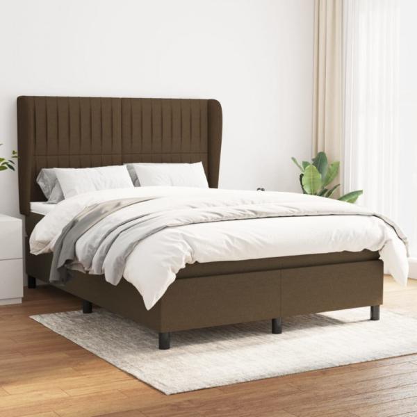 Boxspringbett mit Matratze Dunkelbraun 140x200 cm Stoff (Farbe: Braun)