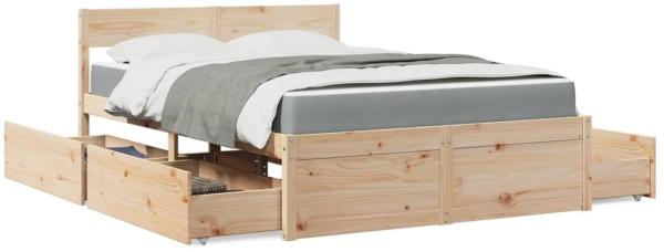 Bett mit Schubladen und Matratze 140x190 cm Massivholz Kiefer 3281910