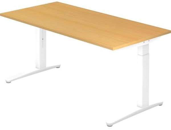 'XB16' Schreibtisch, C-Fuß, 160x80cm, Buche / Weiß