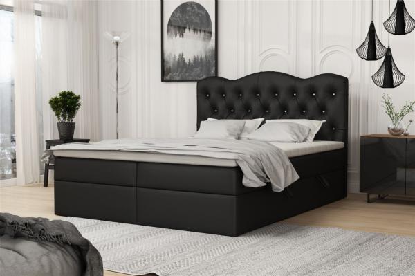 Boxspringbett Schlafzimmerbett LODOS 200x200cm Kunstleder Soft Schwarz