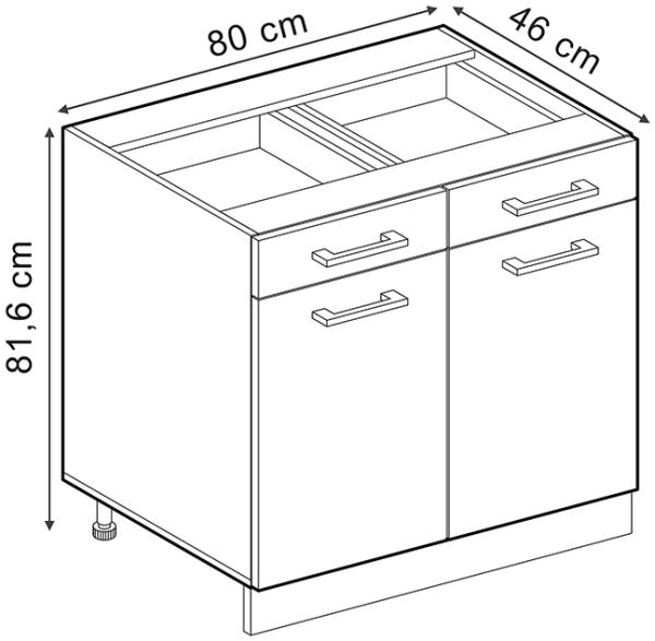 Vicco Schubunterschrank R-Line Schwarz Beton Anthrazit 80 cm ohne Arbeitsplatte Bild 3