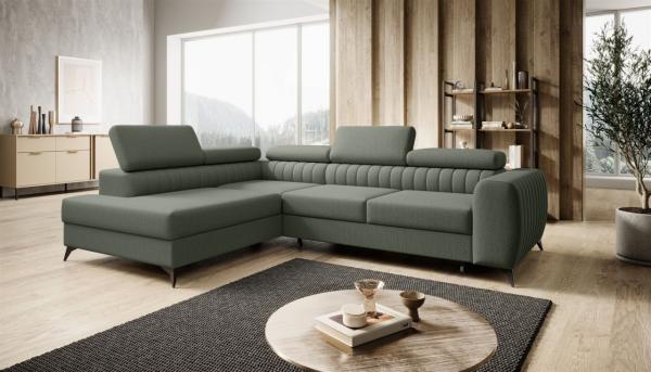 Ecksofa Schlafsofa Sofa FARGO in Stoff Vogue Wintermoos Ottomane Links