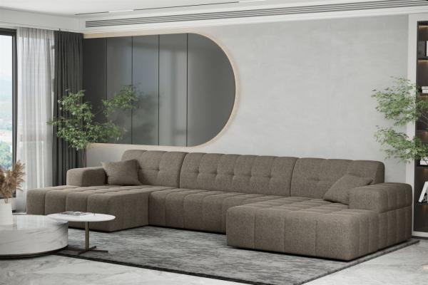 Wohnlandschaft Sofa U-Form NANCY in Stoff Neve Taupe