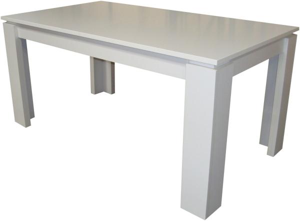 Esstisch in weiß, Küchentisch ausziehbar inkl. Einlegeplatte im Untergestell 160 / 200 cm