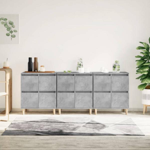 Sideboards 3 Stk. Betongrau 60x35x70 cm Holzwerkstoff (Farbe: Grau)