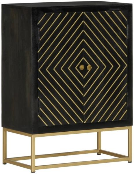 vidaXL Sideboard mit 2 Türen Schwarz Gold 55x30x75 cm Massivholz Mango