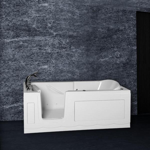 PureHaven Seniorenbadewanne 170x75 cm Sitz- und Whirlpool mit Massagedüsen integrierte Tür für leichten Einstieg pflegeleichte Oberfläche