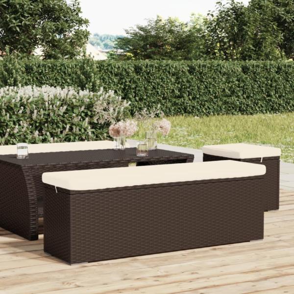 vidaXL Hockerbank mit Sitzkissen Braun 110x30x40 cm Poly Rattan