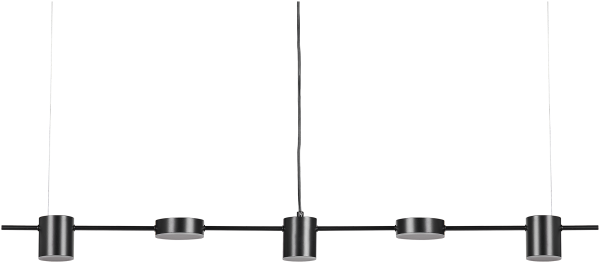 'Sestra' Hängelampe LED Schwarz Metall 120 cm 5-flammig Pendelleuchte für Esszimmer für Schlafzimmer für Wohnzimmer
