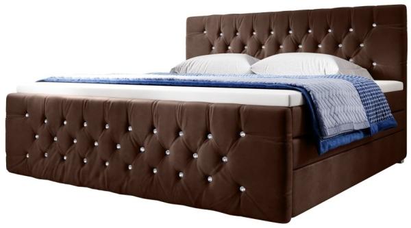 Boxspringbett Nobile mit Strass und Stauraum Braun 180x200 H3