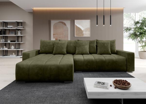 Ecksofa Schlafsofa Sofa MERIDA Stoff Monolith Forest Links