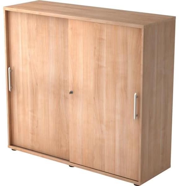 Schiebetürschrank 3 Ordnerhöhen, 120cm RE Nussbaum