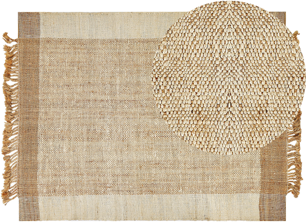 Teppich Jute sandbeige 160 x 230 cm geometrisches Muster Kurzflor DEDEMLI