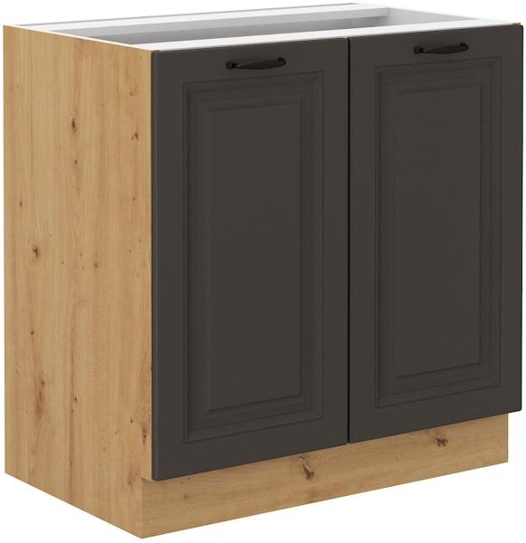 Unterschrank 80 cm Stilo Grau + Eiche Artisan Küchenzeile Küchenblock Küche