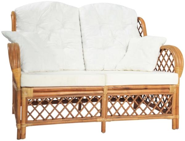 vidaXL 2-Sitzer-Sofa Hellbraun Rattan