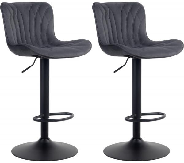 2er Set Barhocker Linus Samt (Farbe: schwarz)