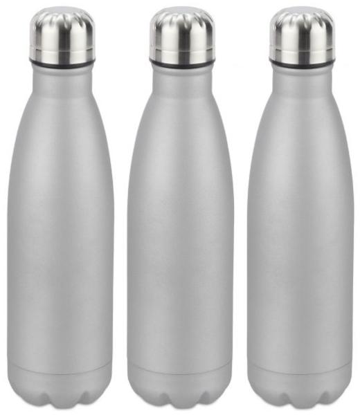 3 x Trinkflasche Edelstahl silber 10028154