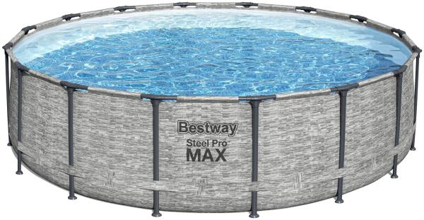Steel Pro MAX™ Solo Pool ohne Zubehör Ø 488 x 122 cm, Steinwand-Optik (Cremegrau), rund