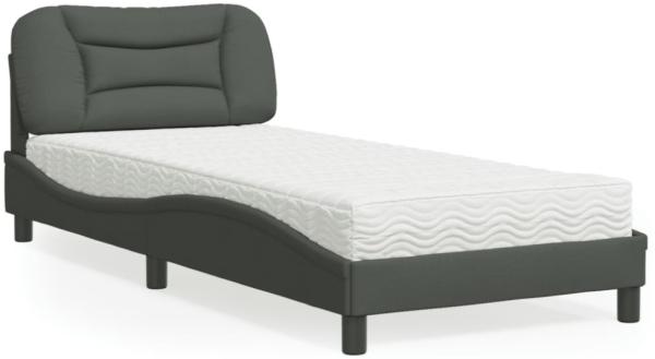 vidaXL Bett mit Matratze Dunkelgrau 90x190 cm Stoff