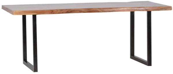 MiaMöbel Esstisch 'Vanaja' 180x90 cm, Teak/Antikschwarz Massivholz, Metall Teak Modern Indien Indisch